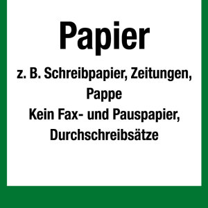Wertstoffkennzeichen - Papier  - Folie Selbstklebend - 5 x 5 cm