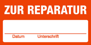 Qualitätssicherung - Zur Reparatur - Folie Selbstklebend - 60 x 30 mm - Inhalt: 100 Stück