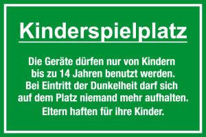 Spielplatzschild - Kinderspielplatz - Folie Selbstklebend - 20 x 30 cm