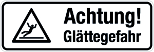 Winterschild - Achtung! Glättegefahr - Folie Selbstklebend - 10 x 30 cm