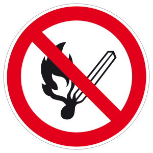 Verbotszeichen - Feuer, offenes Licht und Rauchen verboten - Kunststoff - Ø 5 cm