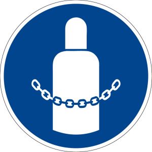 Gebotszeichen - Gasflaschen sichern - Kunststoff - Ø 5 cm