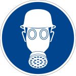Gebotszeichen - Atem- und Kopfschutz benutzen