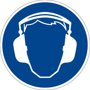 Gebotszeichen - Gehörschutz benutzen - Folie selbstklebend - Ø 30 cm