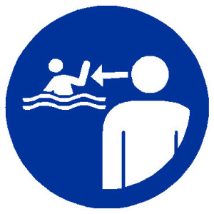 Gebotszeichen - Kinder in Wassereinrichtungen beaufsichtigen - Kunststoff - Ø 5 cm