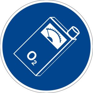 Gebotszeichen - Sauerstoffwarner mitführen - Kunststoff - Ø 5 cm