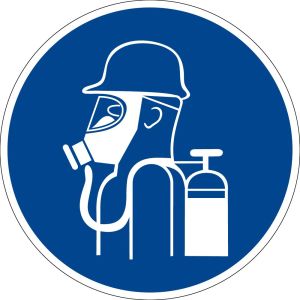 Gebotszeichen - Schweres Atemschutzgerät benutzen - Kunststoff - Ø 5 cm