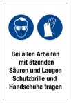 Gebotsschild - Schutzbrille und Handschuhe tragen