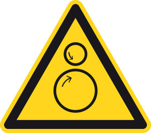 Warnzeichen - Warnung vor Einzugsgefahr - Kunststoff - Seitenlänge 5 cm