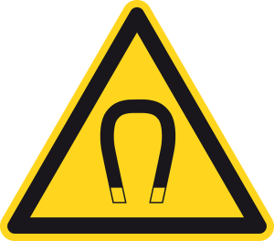 Warnzeichen - Warnung vor magnetischem Feld - Kunststoff - Seitenlänge 5 cm