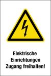 Warnschild - Elektrische Einrichtungen freihalten