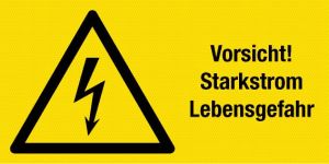 Warnschild - Vorsicht! Starkstrom Lebensgefahr - Kunststoff - 10 x 20 cm