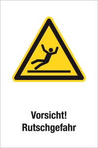 Warnschild - Vorsicht! Rutschgefahr - Kunststoff - 20 x 30 cm