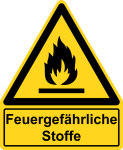 Warnzeichen mit Textfeld - Feuergefährliche Stoffe