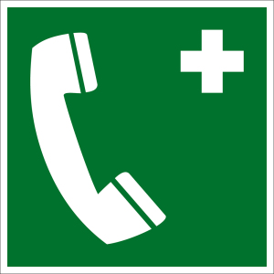 Rettungszeichen - Notruftelefon  - Kunststoff - 5 x 5 cm