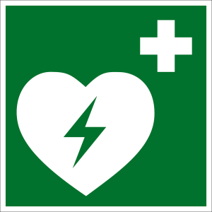 Rettungszeichen - Defibrillator - Kunststoff - 5 x 5 cm