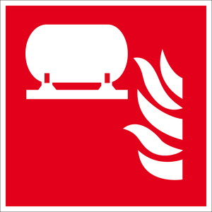 Brandschutzzeichen - Fest eingebaute Feuerlösch-Einrichtung - Kunststoff - 5 x 5 cm