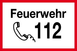 Feuerwehrschild - Feuerwehr 112 - Kunststoff - 20 x 30 cm