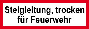 Feuerwehrschild - Steigleitung, trocken für Feuerwehr - Kunststoff, langnachleuchtend - 5 x 15 cm