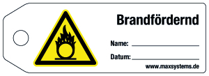 Verriegelungsetikett - Brandfördernd  - Kunststoff 0,5 mm - 160 x 55 mm