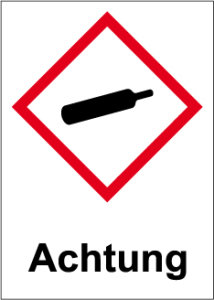 GHS Kennzeichnung - Achtung, unter Druck stehende Gase - Folie Selbstklebend - 57 x 80 mm