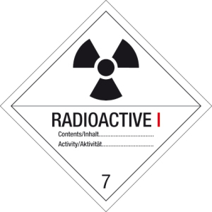 Gefahrgutzeichen - Radioaktive Stoffe - Folie selbstklebend - 5 x 5 cm