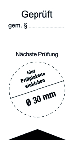 Geprüft gem. §/ Nächste Prüfung  - Folie Selbstklebend - 80 x 40 mm | VE = 10 Stück pro Bogen